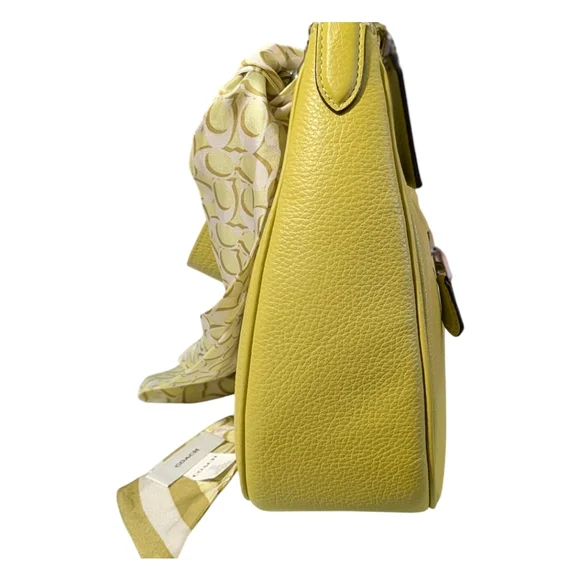 NWT Coach khaki Key Lime Terry Hobo Bag Crossbody strap vintage silk scarf set - Picture 5 of 8